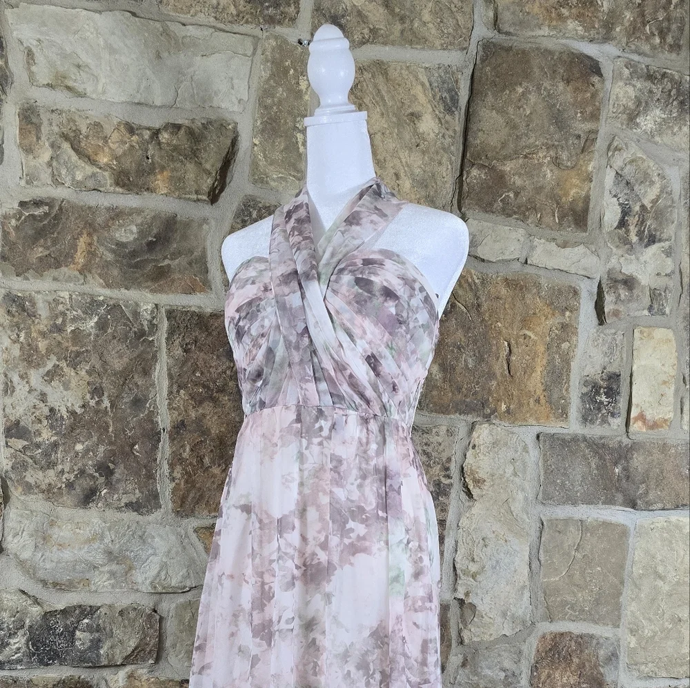 Jenny Yoo Nyla Convertible Floral Chiffon Dress Gown